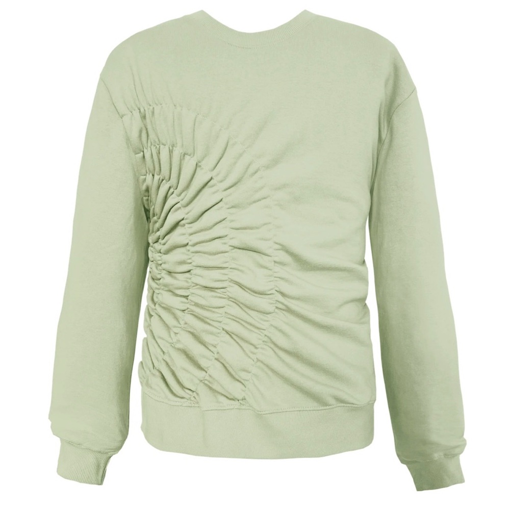 Georgia Hardinge Oversized Organic Ruched Fleece Green Crew Sweatshirt Sz. M/L